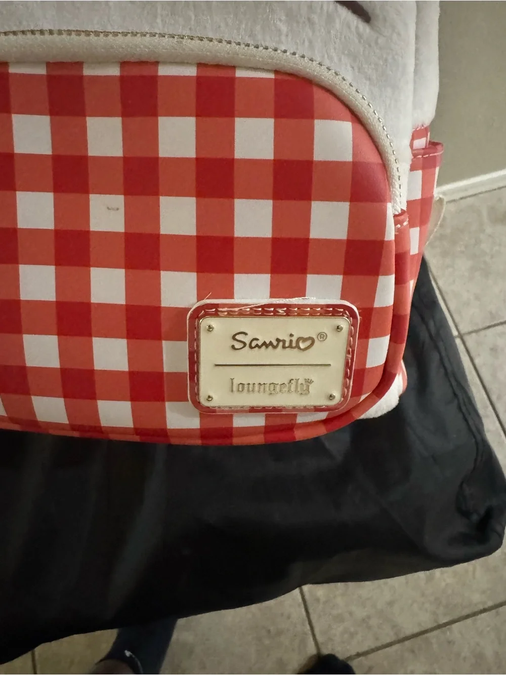 Sanrio Hello Kitty White Plush Mini Backpack with Red Gingham